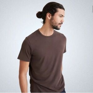 DU/ER The Only Tee Brown Crew Neck Tencel Pima Blend T-Shirt